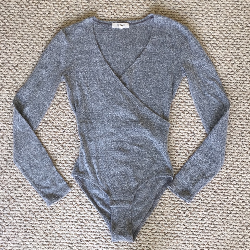Madewell Gray Wrap Thong Bodysuit